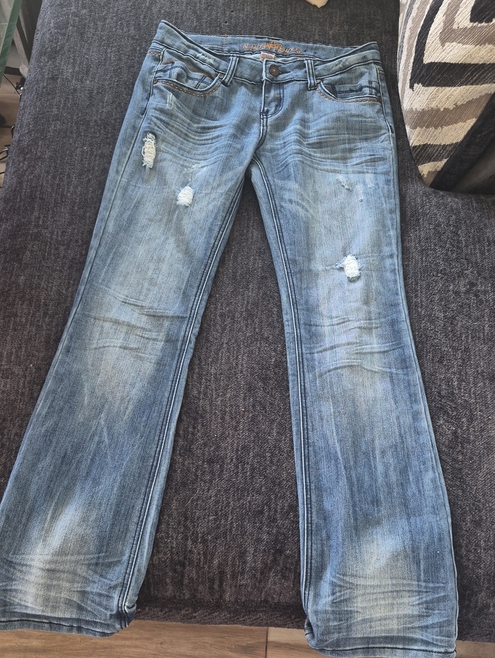 Almost Famous Light Blue Distressed Flare Jeans